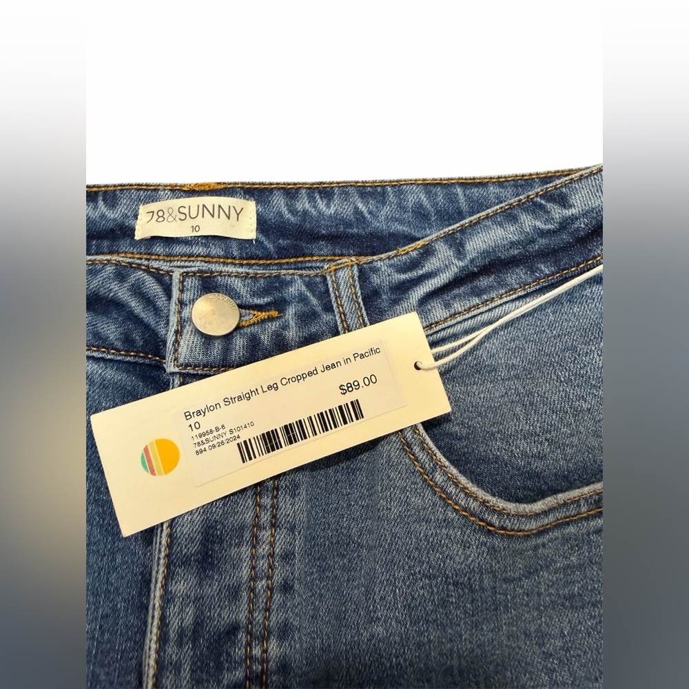 78 & Sunny Braylon Straight Leg Cropped Jeans – Pacific Wash – Size 10 – NWT - Picture 6 of 7